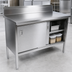 Thumbnail image #3 for John Boos 84-Inch x 24-Inch Enclosed Work Table with Sliding Doors, 14-Gauge 300-Series Stainless Steel Top, 5-Inch Backsplash