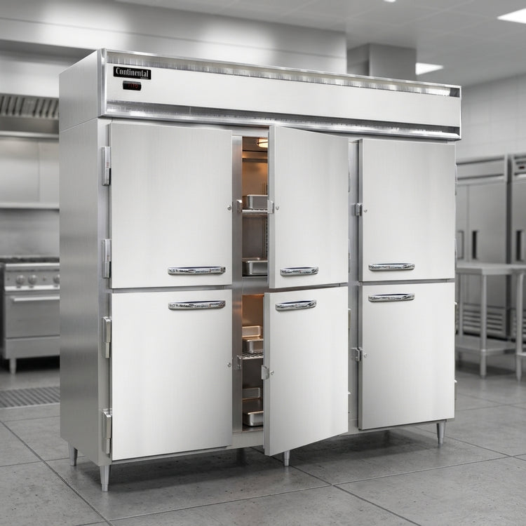 Product image #2 for Continental Refrigerator Designer Line DL3WE-SS-HD Extra Wide Three-Section Heated Holding Cabinet with Half-Doors