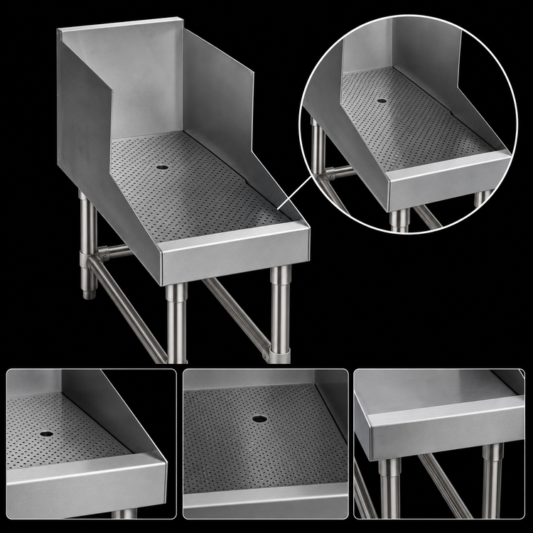 Product image #3 for Eagle Spec-Bar 36 Inch W x 24 Inch D Recessed Stainless Steel Workboard with Perforated Insert and 1-1/2 Inch IPS Drain