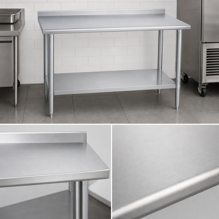Product image #3 for Duke 30 x 30-Inch Square Stainless Steel Work Table with 1-1/8-Inch Riser and Galvanized Undershelf