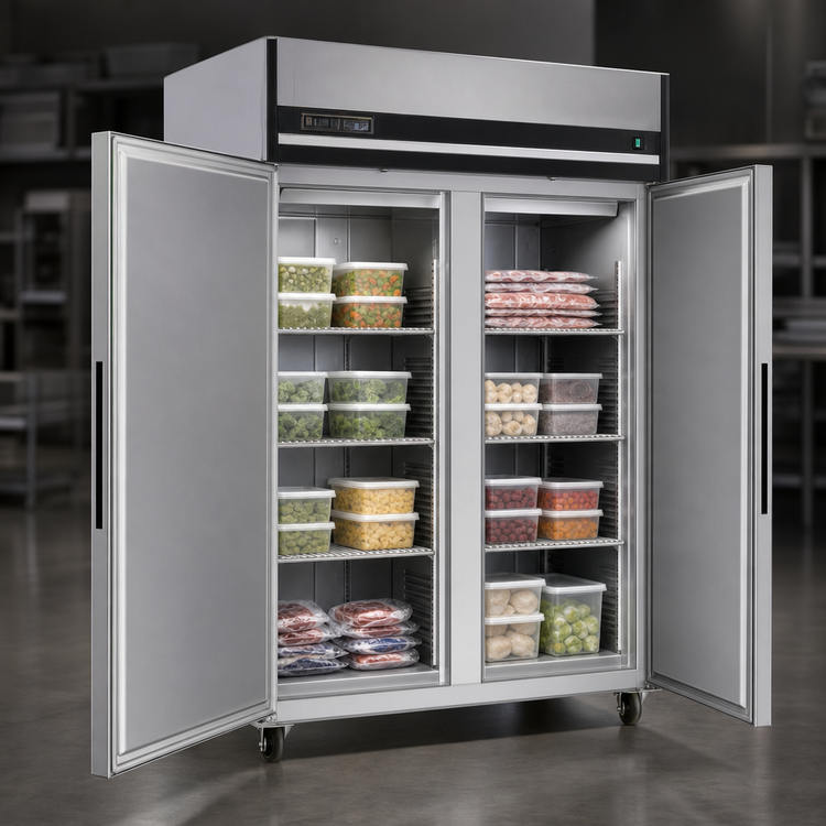 Product image #3 for Maxx Cold X-Series Two-Section Reach-In Freezer, 49 Cu. Ft., Self-Contained, Top-Mounted Compressor