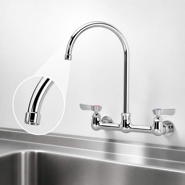 Product image #3 for Krowne Silver Series Commercial Faucet with 8-1/2-Inch Gooseneck Spout, 8-Inch Centers