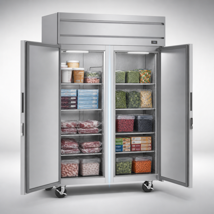 Product image #3 for Beverage Air Horizon Series Two-Section Reach-In Freezer, 45.2 Cu. Ft., Top-Mounted Self-Contained Refrigeration