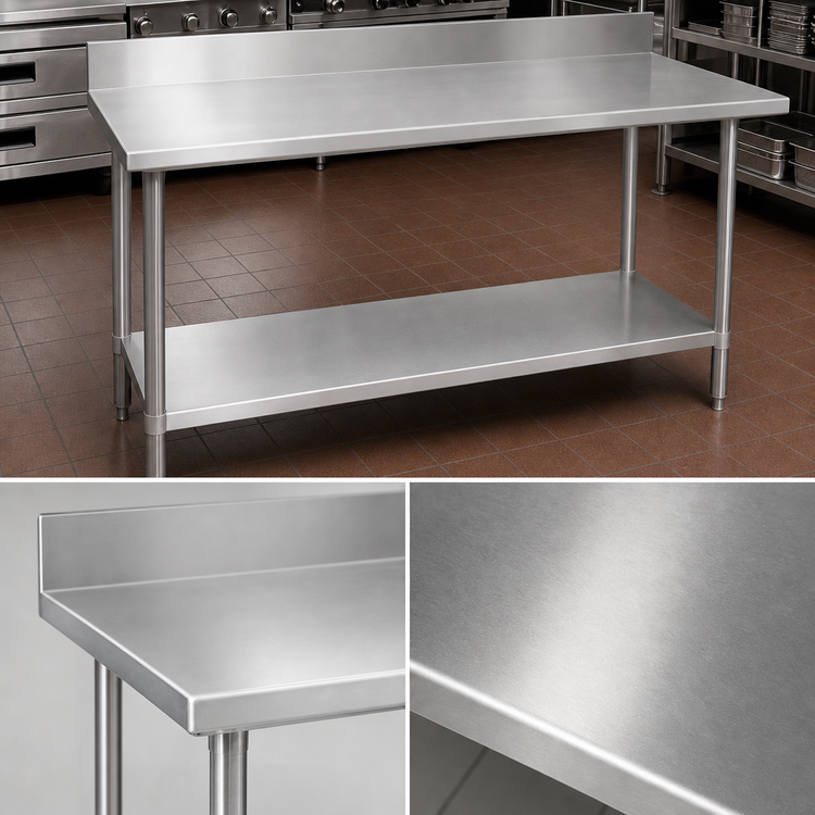 Product image #3 for Duke 60 x 36-Inch Stainless Steel Work Table with 5-Inch Riser and Stainless Undershelf