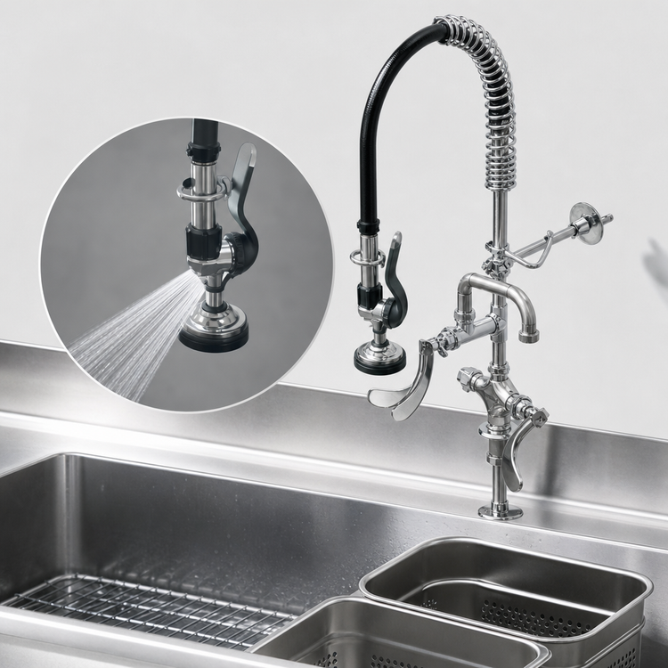 Product image #3 for T&S Brass Mini Pre-Rinse Faucet, Deck Mount, Single Hole, Low Flow Spray Valve, 6-Inch Swing Nozzle