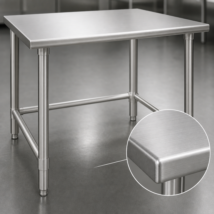 Product image #3 for Eagle Deluxe Series 30 Inch x 24 Inch Stainless Steel Flat Top Work Table with Tubular Base