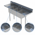 Thumbnail image #3 for Sapphire Manufacturing 75-Inch 3-Compartment Commercial Sink with Dual Drainboards and 9-3/4-Inch Backsplash