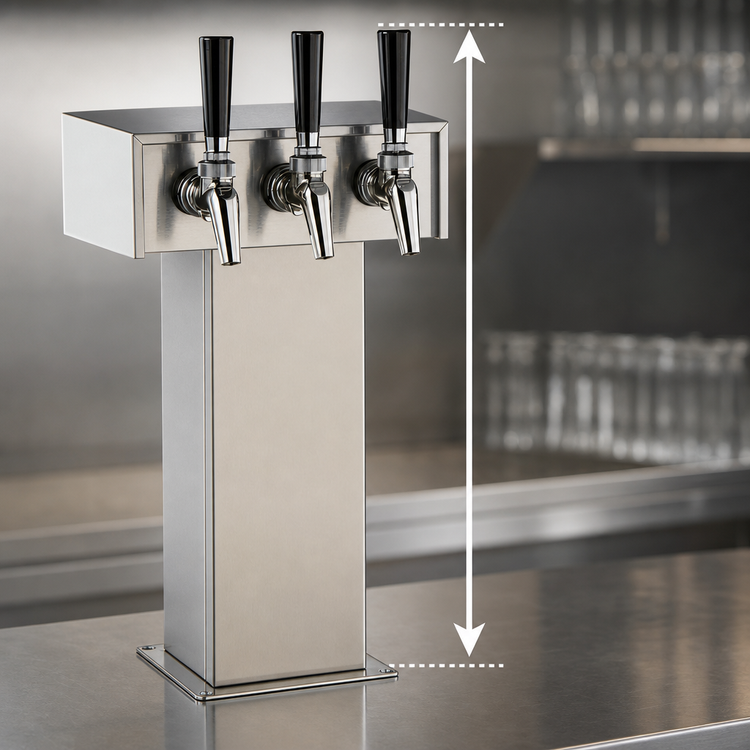 Product image #3 for Extra High Countertop Tee Draft Beer Tower, 3 Faucets, Stainless Steel, Glycol-Cooled