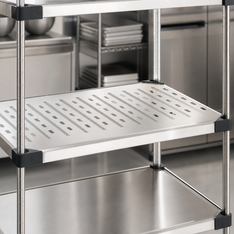 Product image #3 for Metro Super Erecta 30"W x 18"D Louvered/Embossed Stainless Steel Shelf with Raised Ship's Edge