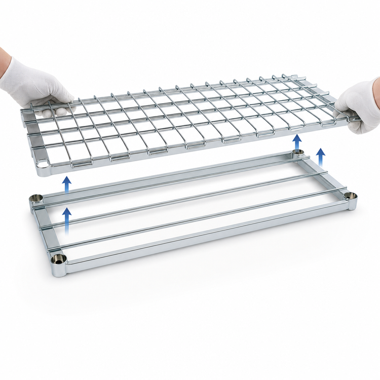 Product image #3 for Metro Super Erecta 24 x 24 Inch Chrome Dunnage Shelf with Lift-Off Wire Deck