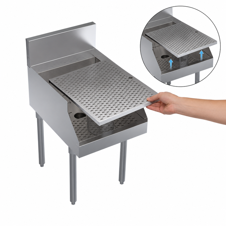 Product image #3 for Krowne Royal Series 18 Inch x 24 Inch Freestanding Underbar Recessed Drainboard