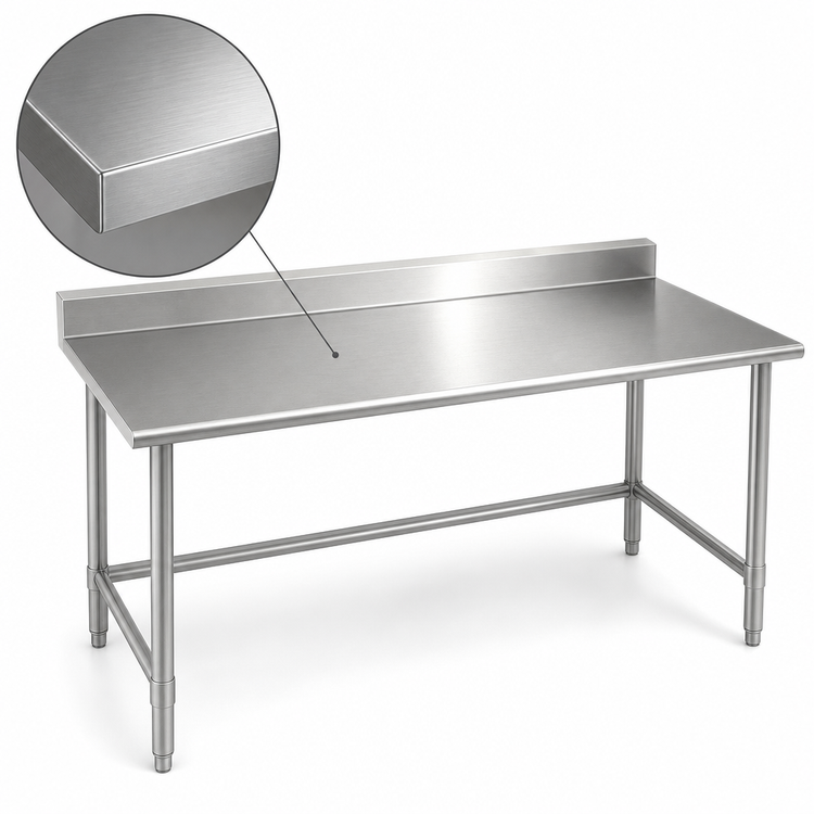 Product image #3 for Deluxe Series Stainless Steel Work Table, 72 x 30 Inch, 4-1/2 Inch Backsplash