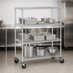 Thumbnail image #3 for Metro Super Erecta N356EBR Wire Stem Caster Cart, 4 Shelves, 48"W x 18"D x 69"H, Polyurethane Casters, 900 lb Capacity