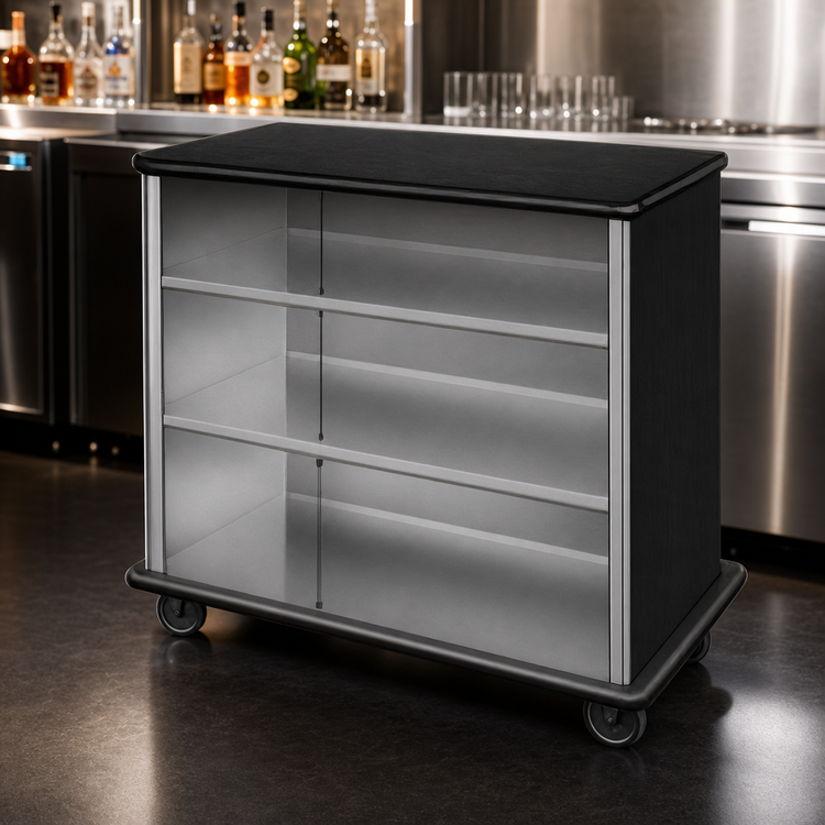 Product image #3 for Portable Back Bar with Laminate Exterior and Stainless Steel Interior, 45.5 Inches Wide