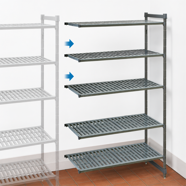 Product image #3 for Cambro Camshelving Basics Plus Vented 5-Tier Add-On Shelving Unit, 21 x 54 x 84 Inches, Brushed Graphite