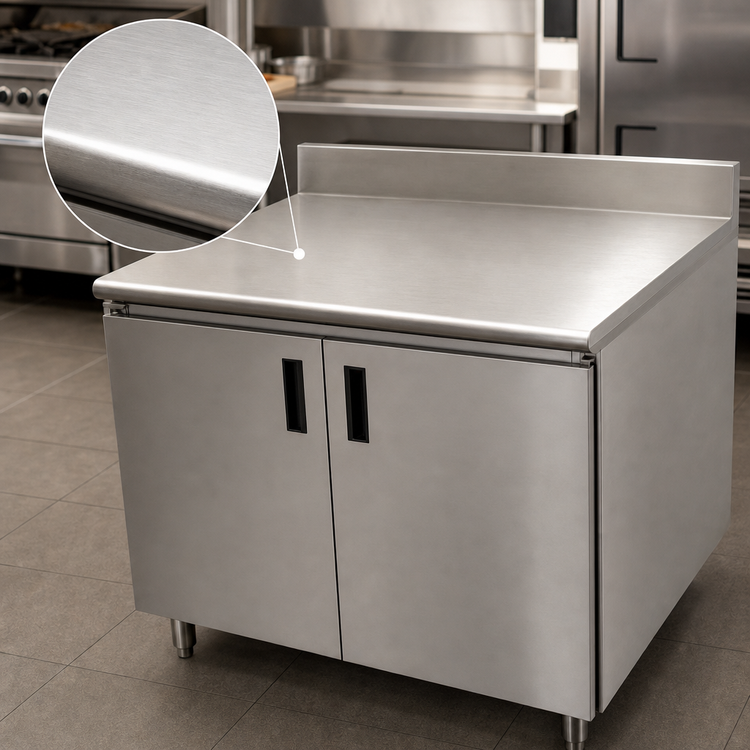 Product image #3 for Advance Tabco 72" x 30" Cabinet Base Work Table with Hinged Doors and 5" Backsplash