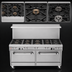Thumbnail image #3 for Ultimate 60-Inch Commercial Gas Restaurant Range with 9 Open Burners, Convection Oven and Cabinet Base