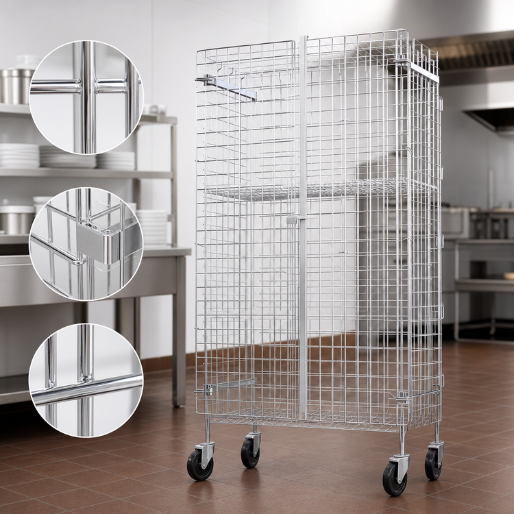 Product image #3 for Winco VCG-2460 Chrome-Plated Wire Security Cage Set, 24 x 60 x 63 Inch, Side-Hinged