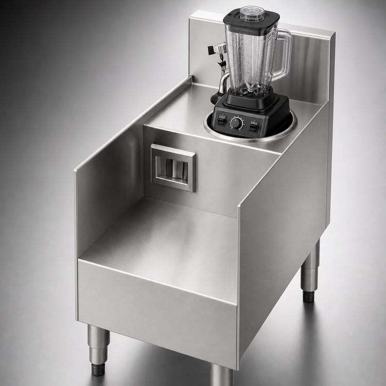 Product image #3 for Eagle 1800 Series 12-Inch Wide Underbar Side-To-Side Modular Blender Station Add-On Unit with Liquid Waste Chute