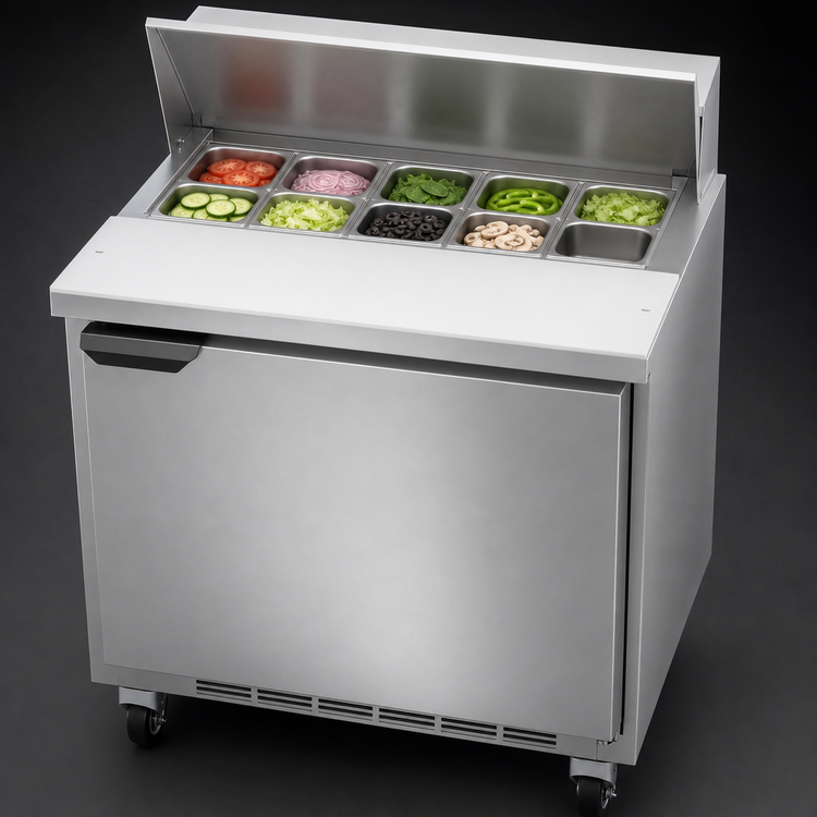 Product image #3 for Beverage-Air SPE32HC-08 One-Section Sandwich Top Refrigerated Prep Table, 32-Inch Wide, Solid Door, 8.01 Cu. Ft.