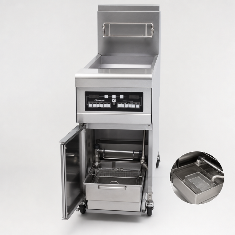 Product image #3 for Frymaster H55 High Efficiency 50 lb Floor Model Gas Fryer with Built-In Filtration