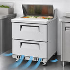 Thumbnail image #3 for Turbo Air Super Deluxe TST-28SD-D2-FB-N 27-1/2-Inch Front-Breathing Sandwich/Salad Prep Table, 2 Drawers, 8-Pan Top
