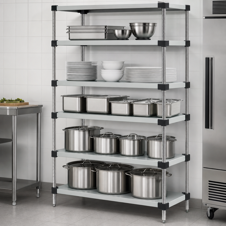 Product image #3 for Quantum 54-Inch Wide x 24-Inch Deep x 54-Inch High Solid Stainless Steel Shelving Starter Kit