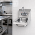 Thumbnail image #3 for Krowne 12-Inch Wall-Mount Space Saver Stainless Steel Hand Sink with Right Side Splash and Faucet