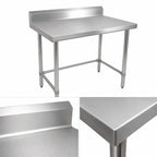 Thumbnail image #3 for BK Resources SVTR5OB-6024 Open Base Stainless Steel Work Table, 60 x 24 Inches, 18-Gauge 430 Top, 5-Inch Backsplash