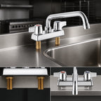 Thumbnail image #3 for Steel Works Stainless SWFD-4-8LL Deck-Mount Manual Faucet, 4-Inch Centers, 8-Inch Swing/Swivel Spout Case of 20