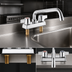 Thumbnail image #3 for Steel Works Stainless Deck-Mount Manual Faucet with 4-Inch Centers and 8-Inch Swing/Swivel Spout