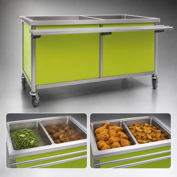 Product image #3 for Director's Choice Mobile Electric Hot Food Table, Open Well, with (2) 12" x 20" Insulated Wells