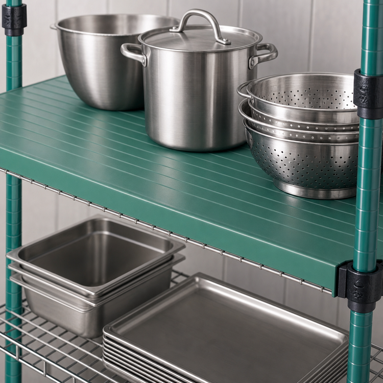 Product image #3 for Eagle QuadPlus Solid Green Polymer Shelf Mat with Quad-Adjust Frame, 60 x 21 Inches