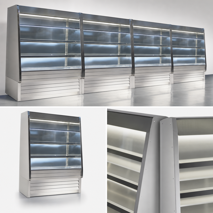 Product image #4 for Howard-McCray Ovation Series 147-Inch Remote Dairy Open Merchandiser, Stainless Steel, LED Shelves