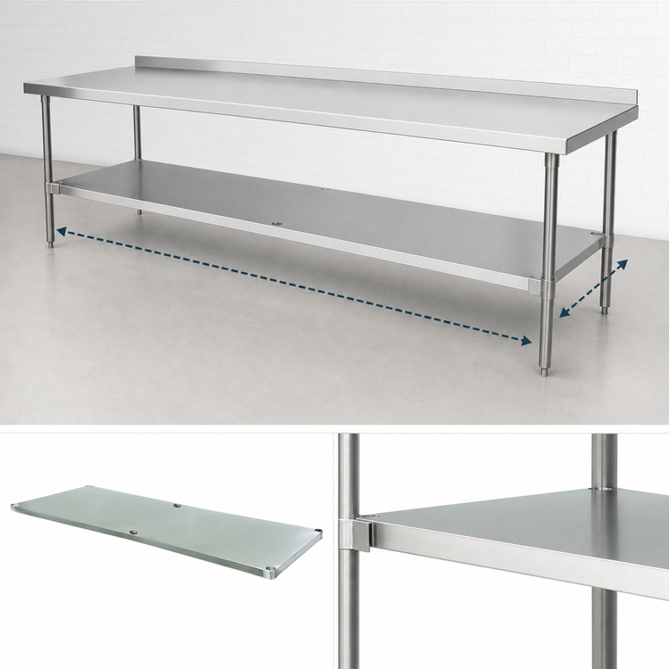Product image #3 for Advance Tabco 18-Gauge Stainless Steel Undershelf for 132" x 30" Work Tables