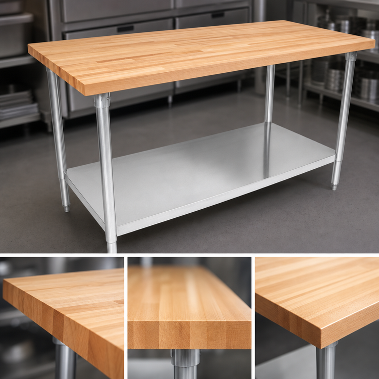 Product image #3 for John Boos 60-Inch x 24-Inch Wood Top Work Table with Adjustable Undershelf, Northern Hard Rock Maple Top