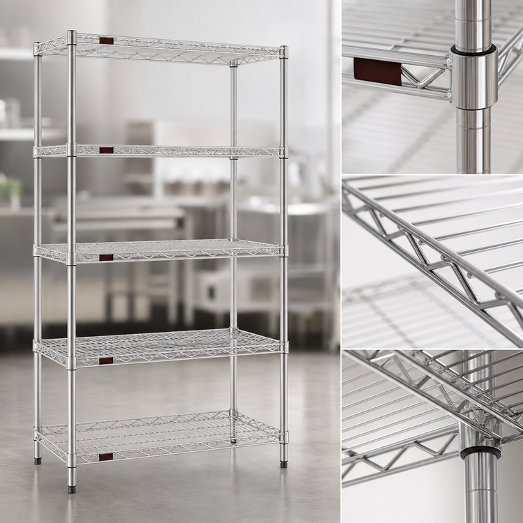 Product image #3 for Eagle Group 5-Tier QuadTruss Chrome-Plated Wire Shelving Starter Unit, 42W x 24D x 74H