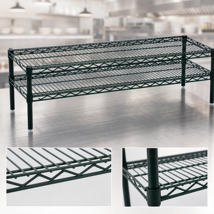 Product image #3 for Eagle Group QuadTruss 2-Tier Front Case Merchandise Wire Shelving Unit, 60 x 14 x 14 Inches, Valu-Gard Green Epoxy