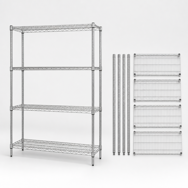 Product image #3 for Quantum 60 Inch x 21 Inch x 63 Inch Chrome Wire Shelving Starter Kit