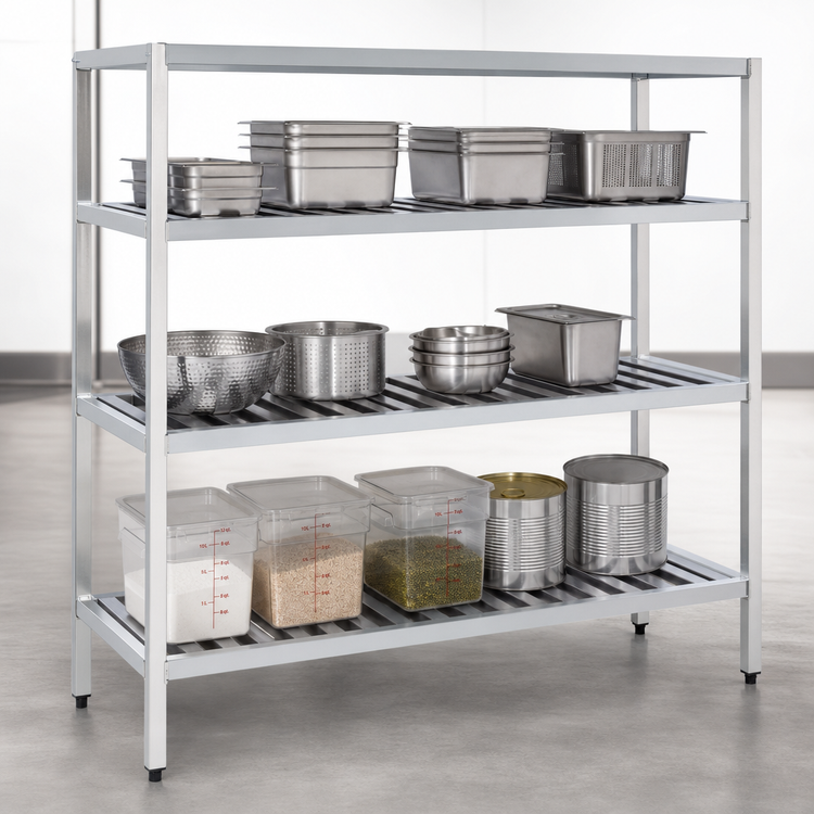 Product image #3 for New Age T-Bar Series 3-Tier Cantilevered Aluminum Shelving Unit, 42 x 24 x 60 Inches