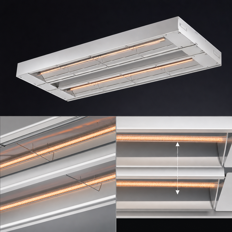 Product image #3 for Hatco Glo-Ray 84-Inch Double Infrared Strip Heater, Unlighted, 4.1 kW, Aluminum