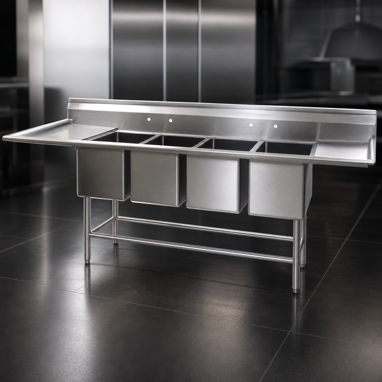 Product image #3 for Spec-Master FN Series Four-Compartment Sink with 18" Left Drainboard