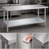 Thumbnail image #3 for Duke Stainless Steel Work Table with Galvanized Undershelf, 84 x 30 Inches