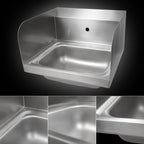 Thumbnail image #3 for John Boos Pro-Bowl PBHS-W-1410-1-SSLR-X Wall-Mounted Stainless Steel Hand Sink, 14 x 10 x 5 in Bowl, Left & Right Side Splashes