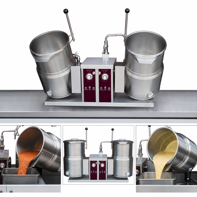 Product image #3 for Southbend Steam Twin Tilting Electric Countertop Kettles, 10 Gallons Each, 2/3 Jacket