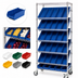 Thumbnail image #3 for Quantum Mobile Wire Shelving Bin Storage System with 30 Bins and Swivel Casters, Chrome-Plated