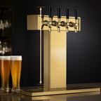 Thumbnail image #3 for Perlick Corporation 4006-4BTF2 Extra-High 4-Faucet Glycol-Cooled Tee Draft Beer Tower, Tarnish-Free Brass, Countertop