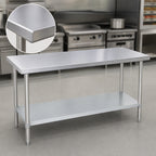 Thumbnail image #3 for Duke Manufacturing 314-3660 60" x 36" Stainless Steel Work Table, 14-Gauge 300 Series Top, Galvanized Undershelf, Flat Top