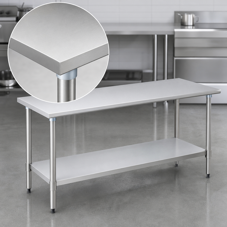 Product image #3 for Eagle Budget Series 60"W x 30"D 430 Stainless Steel Work Table with Adjustable Undershelf