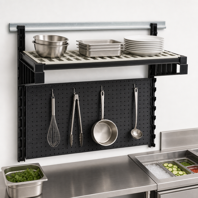 Product image #3 for Cambro Camshelving Elevation Wall-Mounted Task Station Starter Kit, 18 x 36 x 30-1/4 Inches, Black